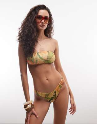 Asos Design Pia Papaya Bandeau Bikini Top In Multi