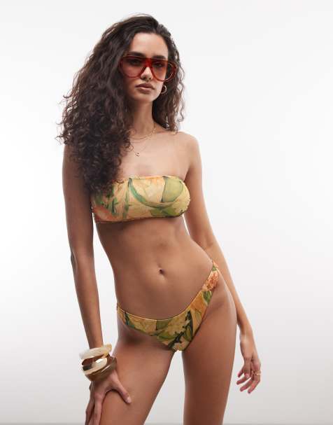 ASOS DESIGN - Pia Papaya -Bandeau-bikinitop med print - view 1