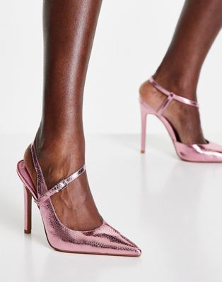 ASOS DESIGN Piano asymetric high heeled shoes in pink - ASOS Price Checker