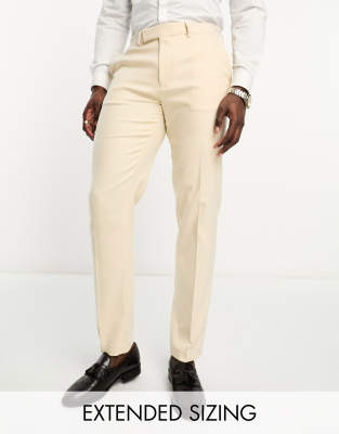 ASOS DESIGN – Piaskowe dopasowane spodnie garniturowe typu oxford