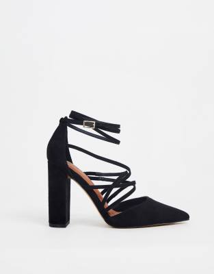 asos black block heels