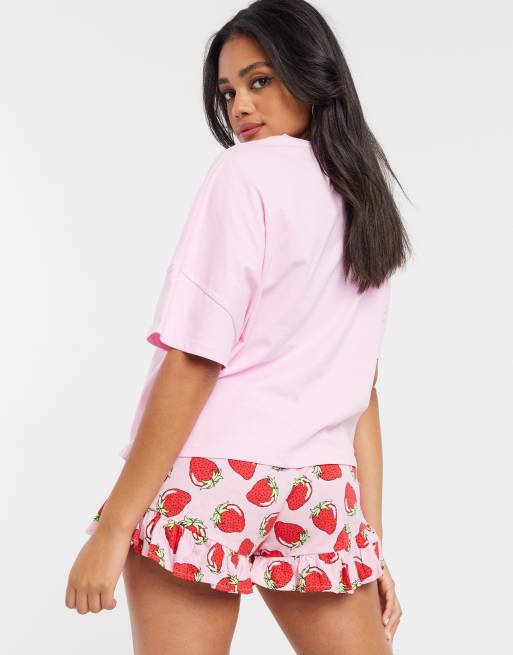 ASOS DESIGN Mean Girls on wednesdays we wear pink oversized tee & short  pajama set in pink