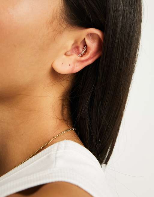 ASOS DESIGN - Piercing i kirurgisk stål med buet design i kubisk zirkonia