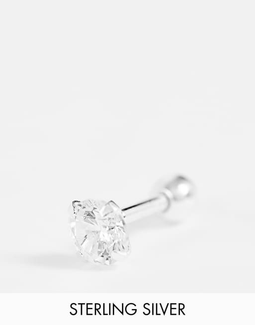 ASOS DESIGN - Piercing in argento sterling da 3mm argento multicolore con strass
