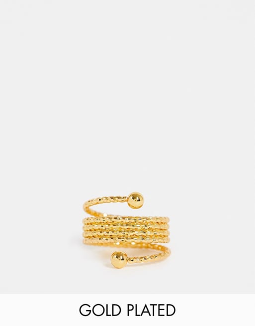 ASOS DESIGN – Pierścionek w formie spirali platerowany 14-karatowym złotem 