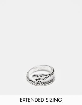 ASOS DESIGN – Pierścionek w kształcie zwiniętego węża w kolorze polerowanego srebra