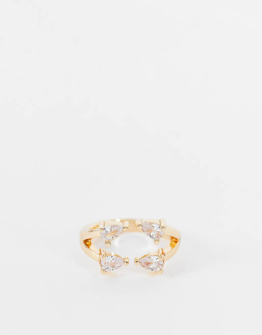 ASOS DESIGN – Pierścionek w złotym odcieniu z kryształem