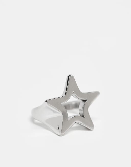 ASOS DESIGN – Pierścionek z gwiazdkami z wodoodpornej stali nierdzewnej w kolorze srebra