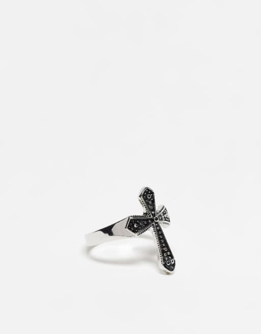 ASOS DESIGN – Pierścionek z krzyżem w kolorze srebra
