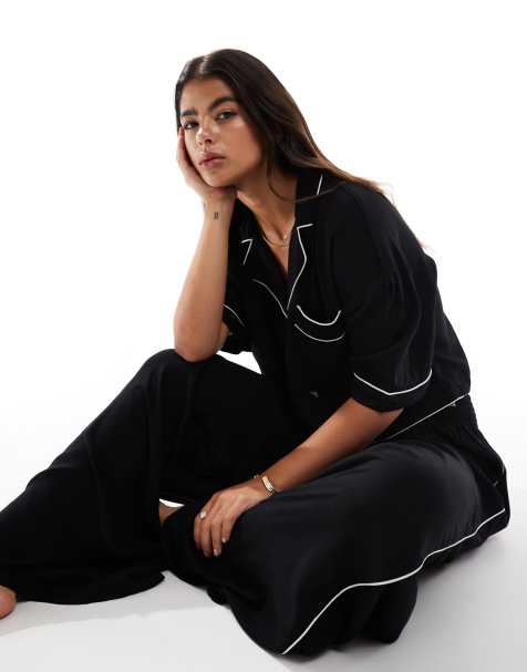 ASOS DESIGN - Pigiama nero con profili a contrasto - view 1