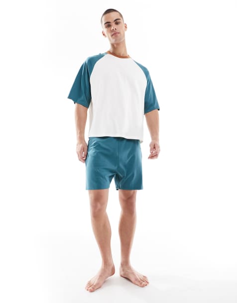 ASOS DESIGN - Pigiama squadrato beige con maniche raglan - view 1