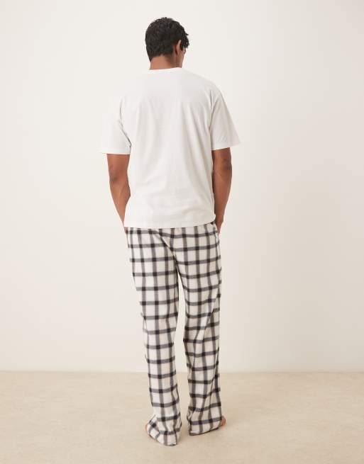 ASOS DESIGN - Pigiama vestibilità comoda color crema a quadri, 3 di 5