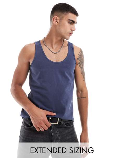 ASOS DESIGN pigment dye vest in navy - view 1