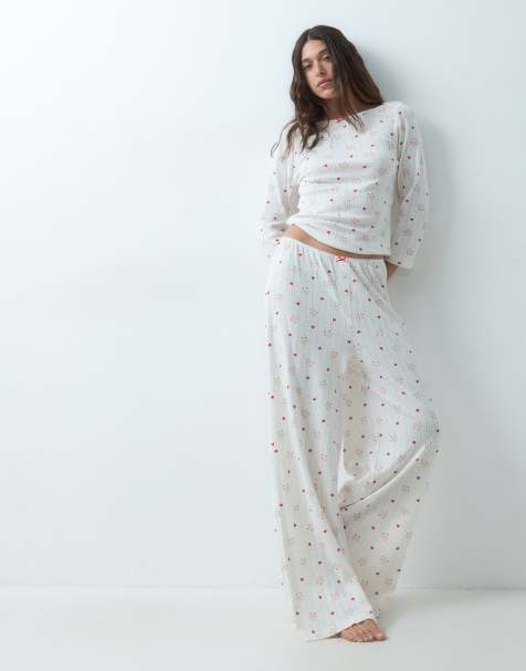 ASOS DESIGN - Pijama blanco con estampado de galletas de jengibre de punto pointelle - view 1