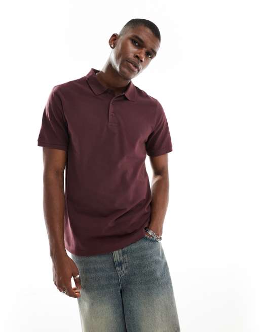 ASOS DESIGN – Pikee-Polohemd in Dunkelbraun