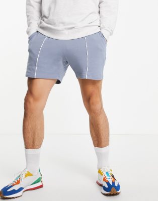 ASOS DESIGN – Pikee-Shorts in Grau mit schmalem Schnitt und Paspelierung