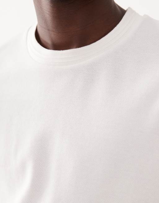 ASOS DESIGN – Pikee-T-Shirt in Hellgrau mit Rundhalsausschnitt , 5 von 5
