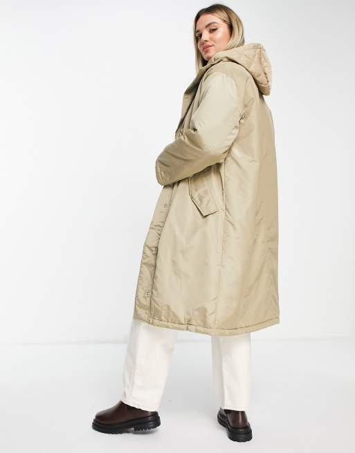 ASOS DESIGN – Pikowana dwuwarstwowa parka w kolorze kamiennego beżu, 2 z 4