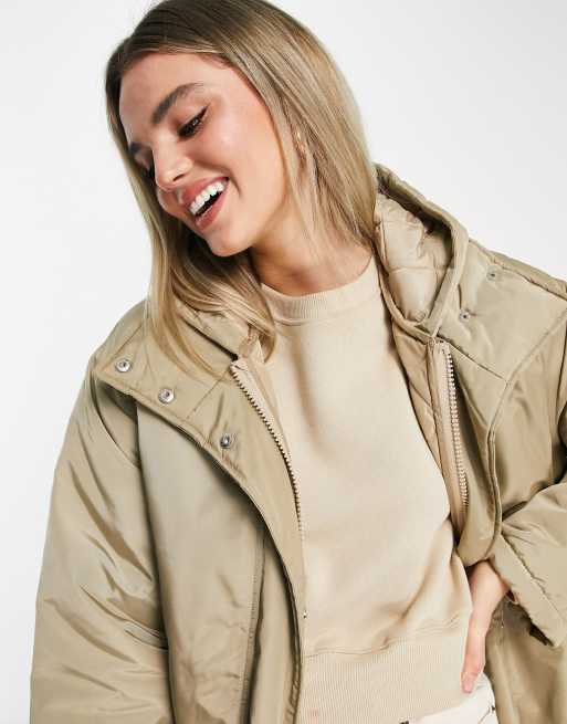 ASOS DESIGN – Pikowana dwuwarstwowa parka w kolorze kamiennego beżu, 3 z 4