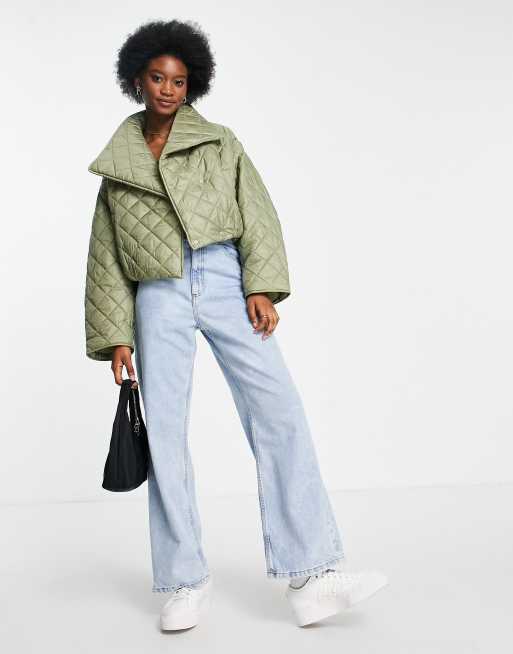 ASOS DESIGN – Pikowana krótka kurtka w kolorze khaki, 4 z 4