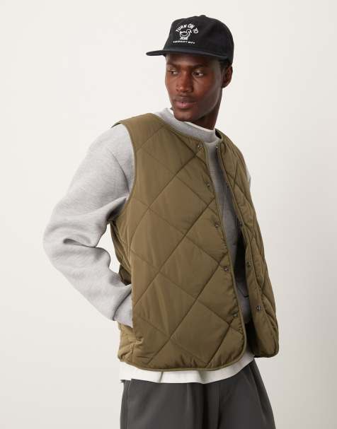 ASOS DESIGN – Pikowany bezrękawnik w kolorze khaki - view 1