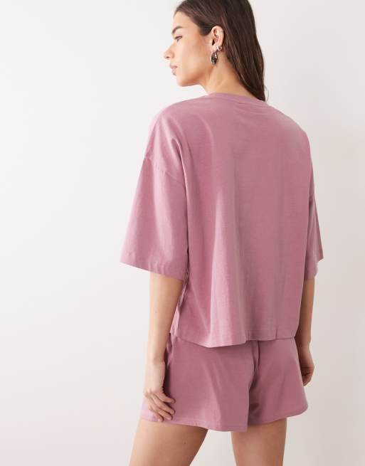 ASOS DESIGN pilates princess graphic tee and shorts pajama set in pink, 4 of 4
