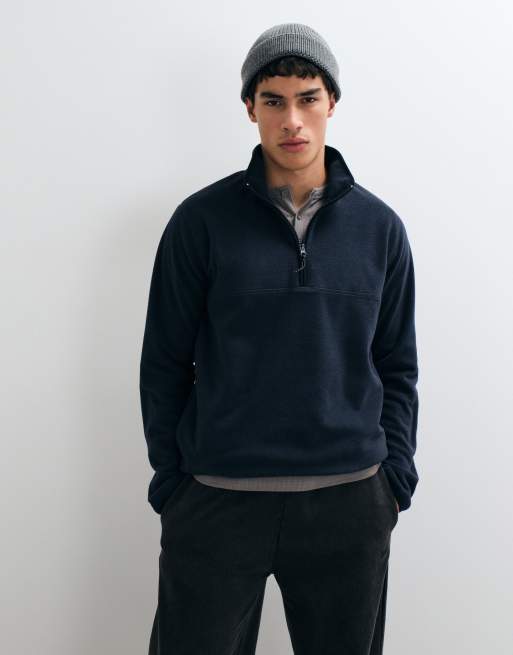 ASOS DESIGN pile con mezza zip blu navy, 3 di 5
