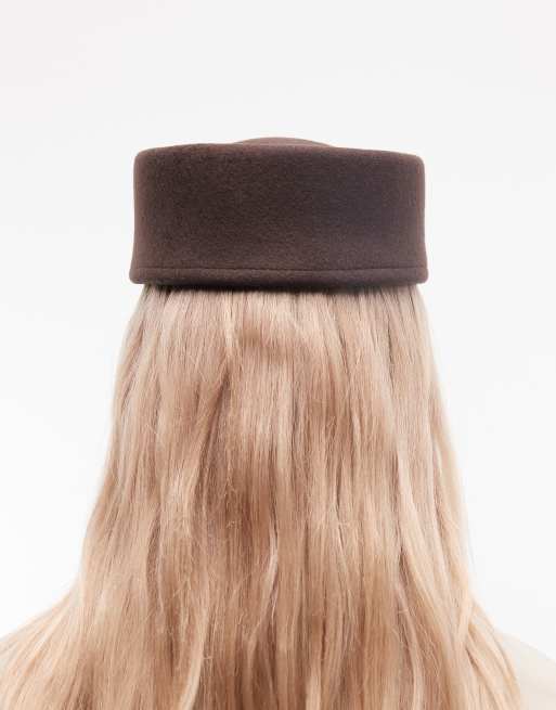 ASOS DESIGN pillbox hat in chocolate, 3 of 3