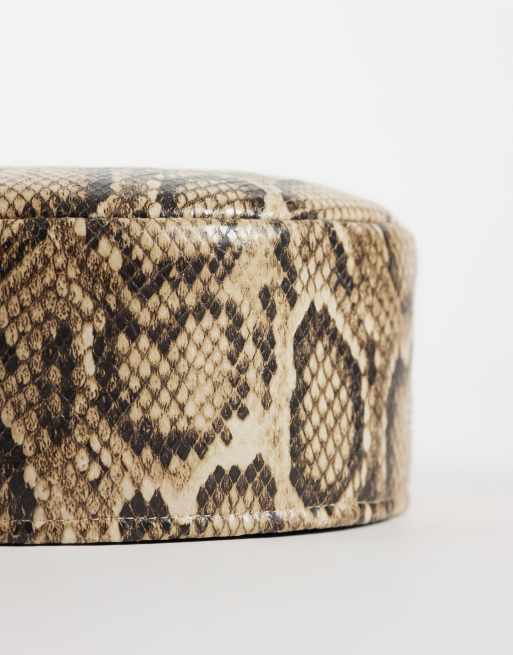ASOS DESIGN pillbox hat in natural snake print, 2 of 3