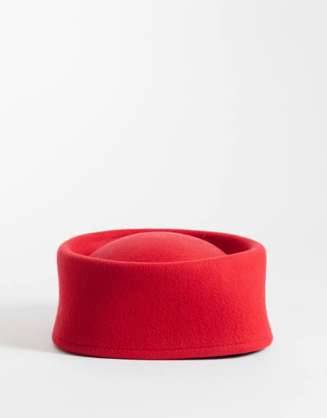 ASOS DESIGN pillbox hat in red felt - view 1