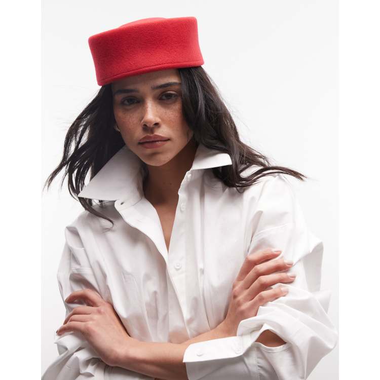 ASOS DESIGN pillbox hat in red felt | ASOS display picture 1