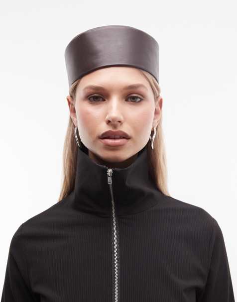 ASOS DESIGN – Pillbox-Hut aus Leder in Schokobraun - view 1