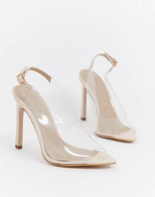 clear slingback heel