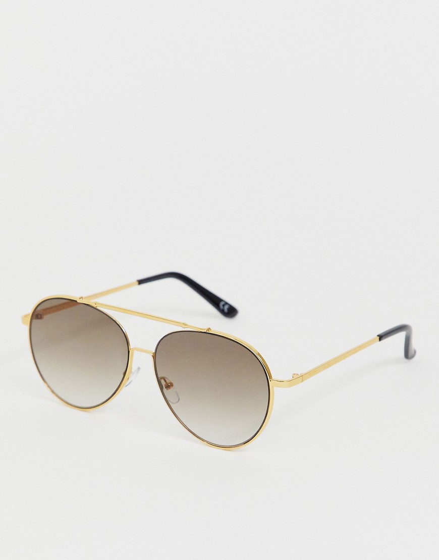 ASOS DESIGN - Pilotenbril in goud met getinte glazen