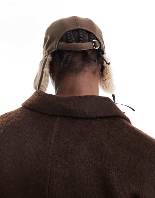 ASOS DESIGN - Pilotenpet met geborduurd detail bruin en ecru, 2 van 4