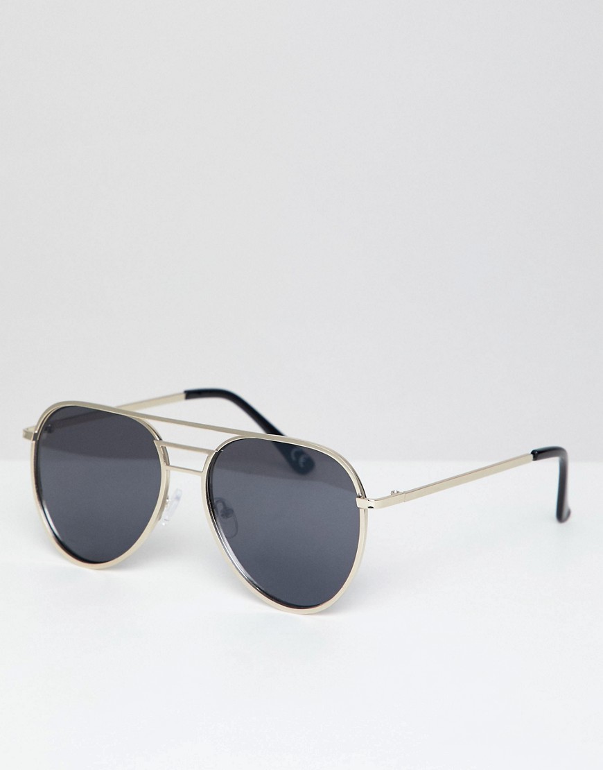 Asos Design – Pilotensonnenbrille In Metall Im Stil Der 70er Mit Brauensteg Und Getönten Gläsern Gold No Size