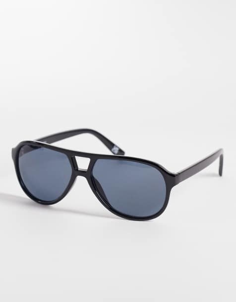 ASOS DESIGN – Pilotensonnenbrille in Schwarz mit schwarzen Gläsern - view 1