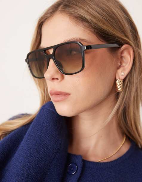 ASOS DESIGN – Pilotensonnenbrille in Schwarz - view 1