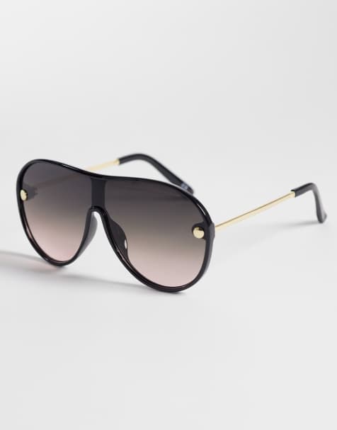 ASOS DESIGN – Pilotensonnenbrille mit Gläsern in rauchigem Rosa und Metalldetail an den Bügeln - view 1