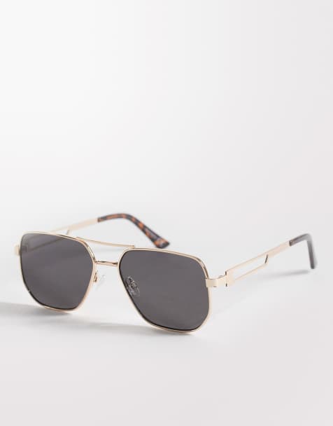 ASOS DESIGN – Pilotensonnenbrille mit goldfarbenem Metallgestell und getönten Gläsern - view 1