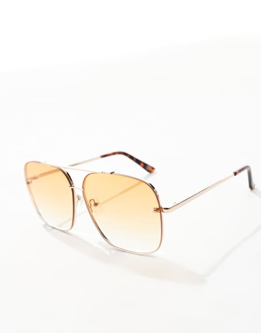 ASOS DESIGN – Pilotglasögon i metall med bruna linser, 2 av 3