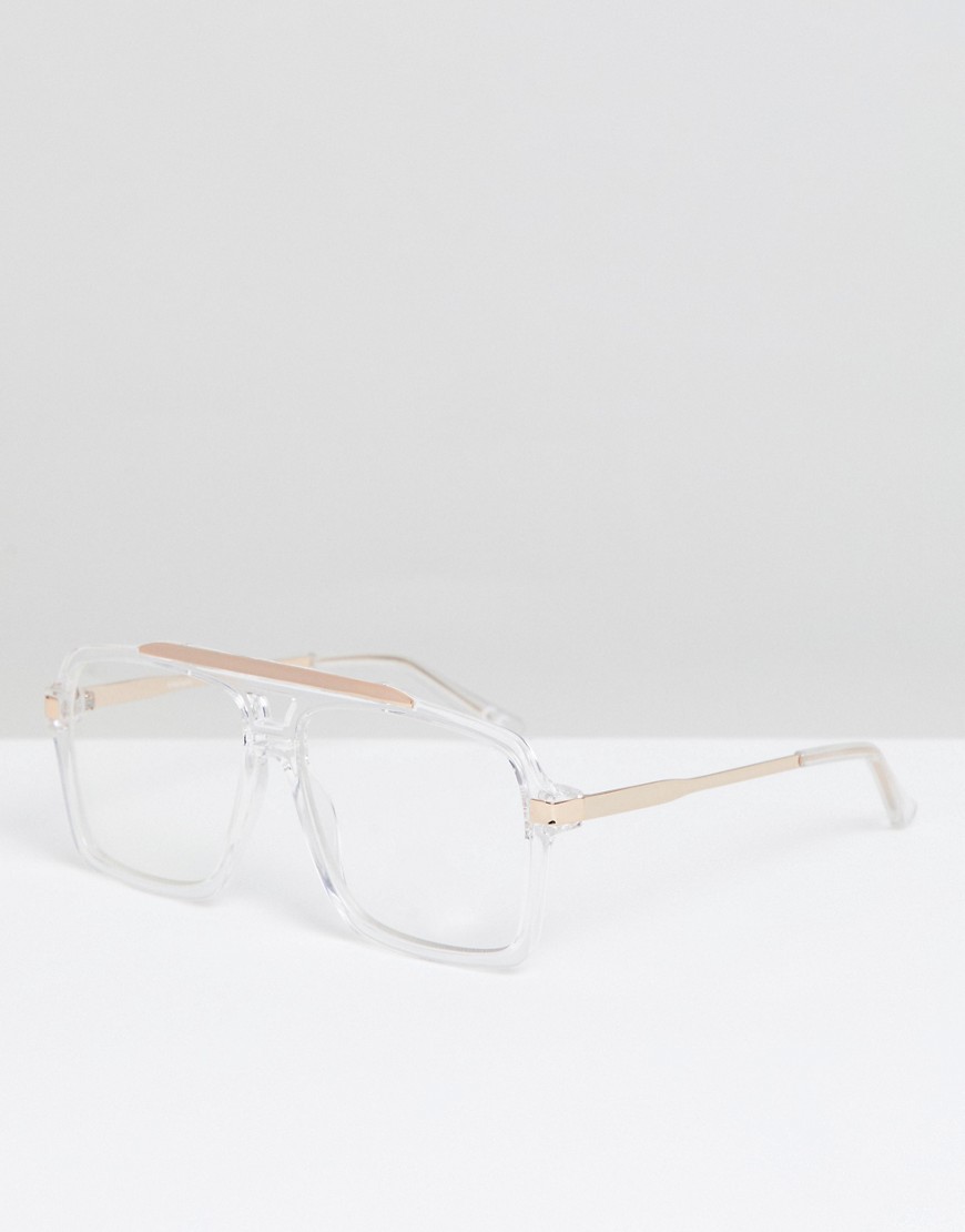 ASOS DESIGN – Pilotglasögon med genomskinliga glas och genomskinliga bågar-Vit