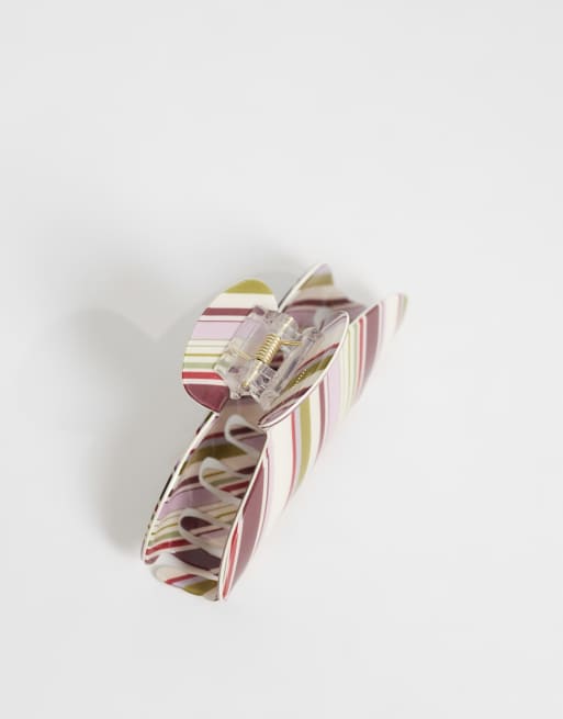 ASOS DESIGN - Pince à cheveux à rayures - Rose/vert, 2 de 3