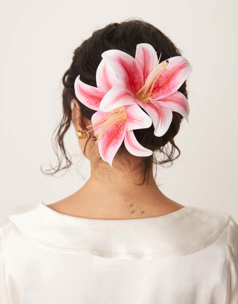 ASOS DESIGN - Pince à cheveux avec fausses fleurs de lys - Rose - view 1