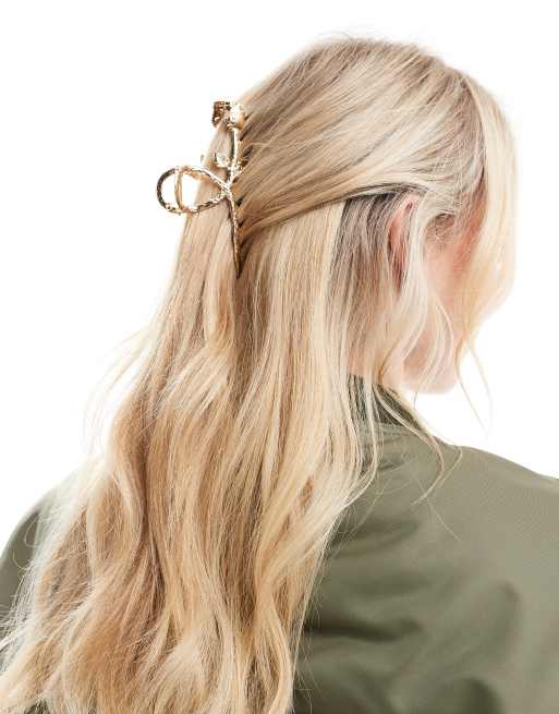 ASOS DESIGN - Pince à cheveux avec motif rose - Doré