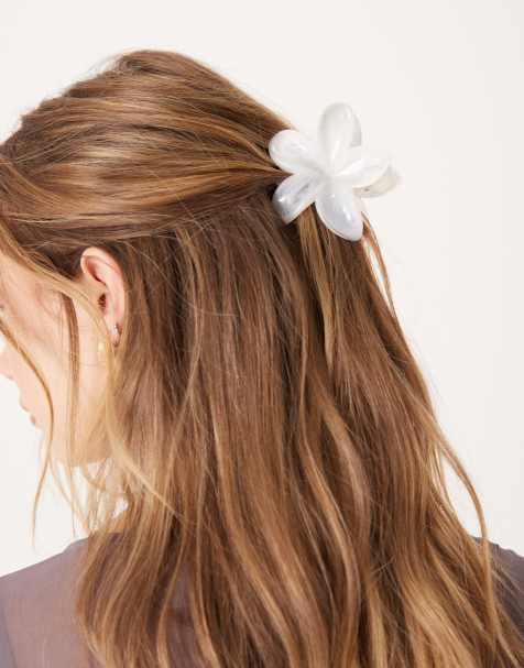 ASOS DESIGN - Pince à cheveux hibiscus - Blanc - view 1