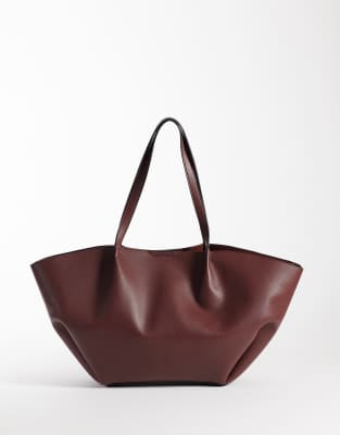 Asos Design Pinched Seam Bonded Tote In Red