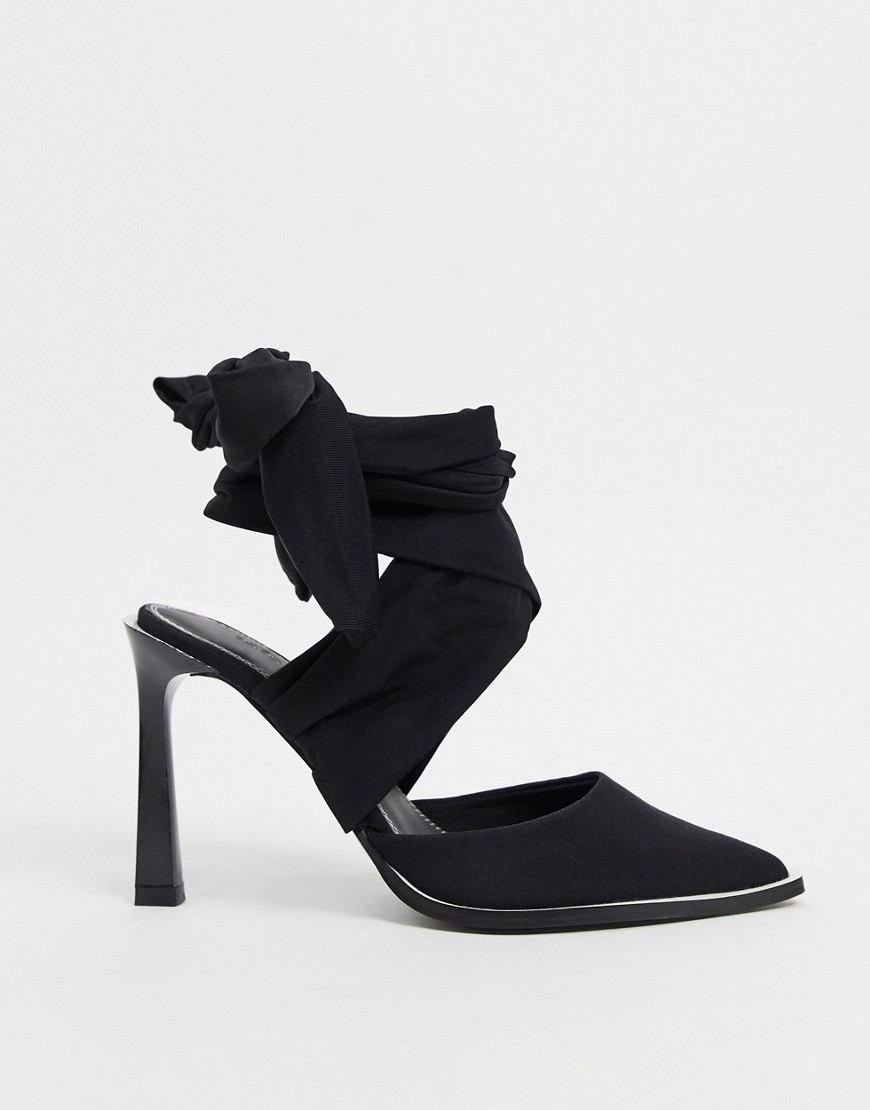 ASOS DESIGN - Pine - Høje sko i sort med bindebånd om benet
