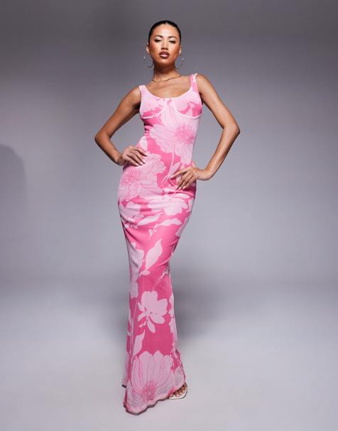 ASOS DESIGN - Pink bardot-maxikjole med blomstermønster - view 1