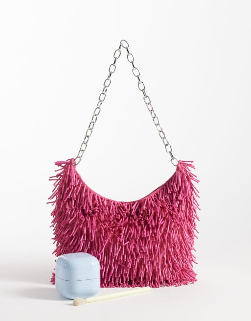 ASOS DESIGN pink beaded embellished shoulder bag, 2 of 4